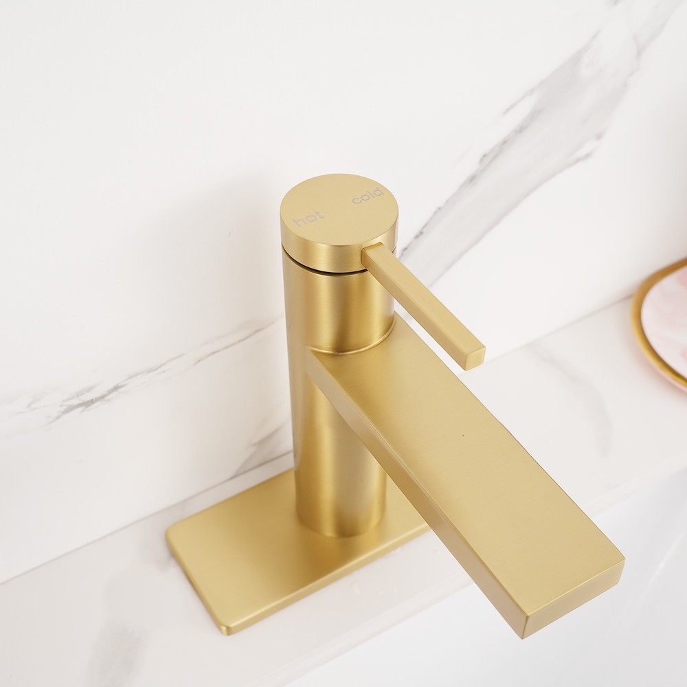 single hole bathroom sink vanity faucet 2 function aerator head , Brushed Gold