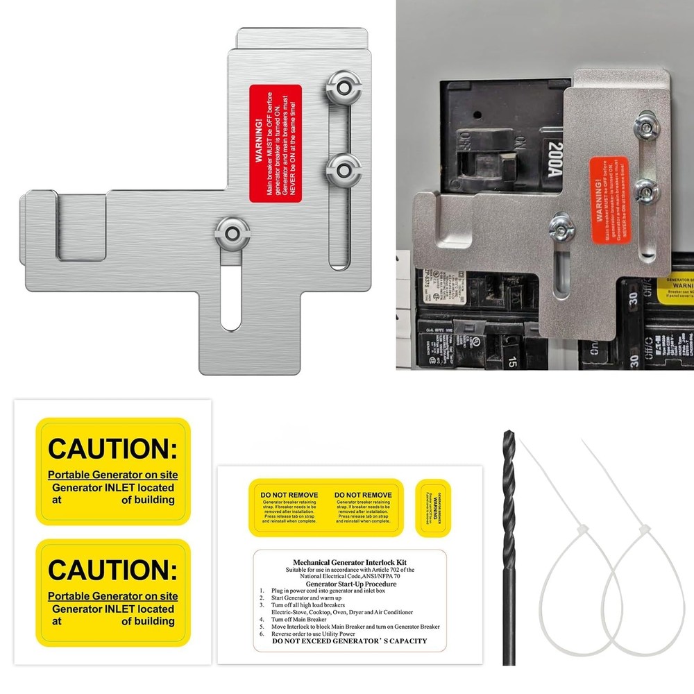 Interlock Kit for 150-200 Amp Panels, Horizontal Generator Breaker Connection