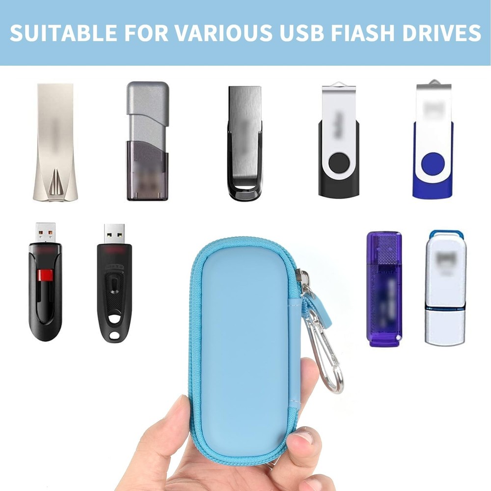 USB Flash Drive Case, SD Card Holder Compatible with Thumb Small, Light Blue