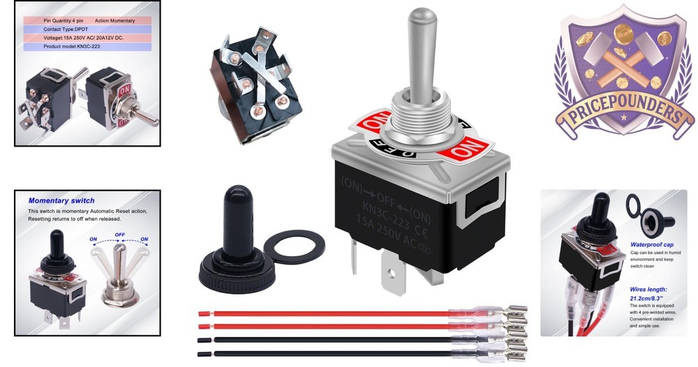 Durable 4-Pin Toggle Switch for RV Motor Control - Momentary & Waterproof