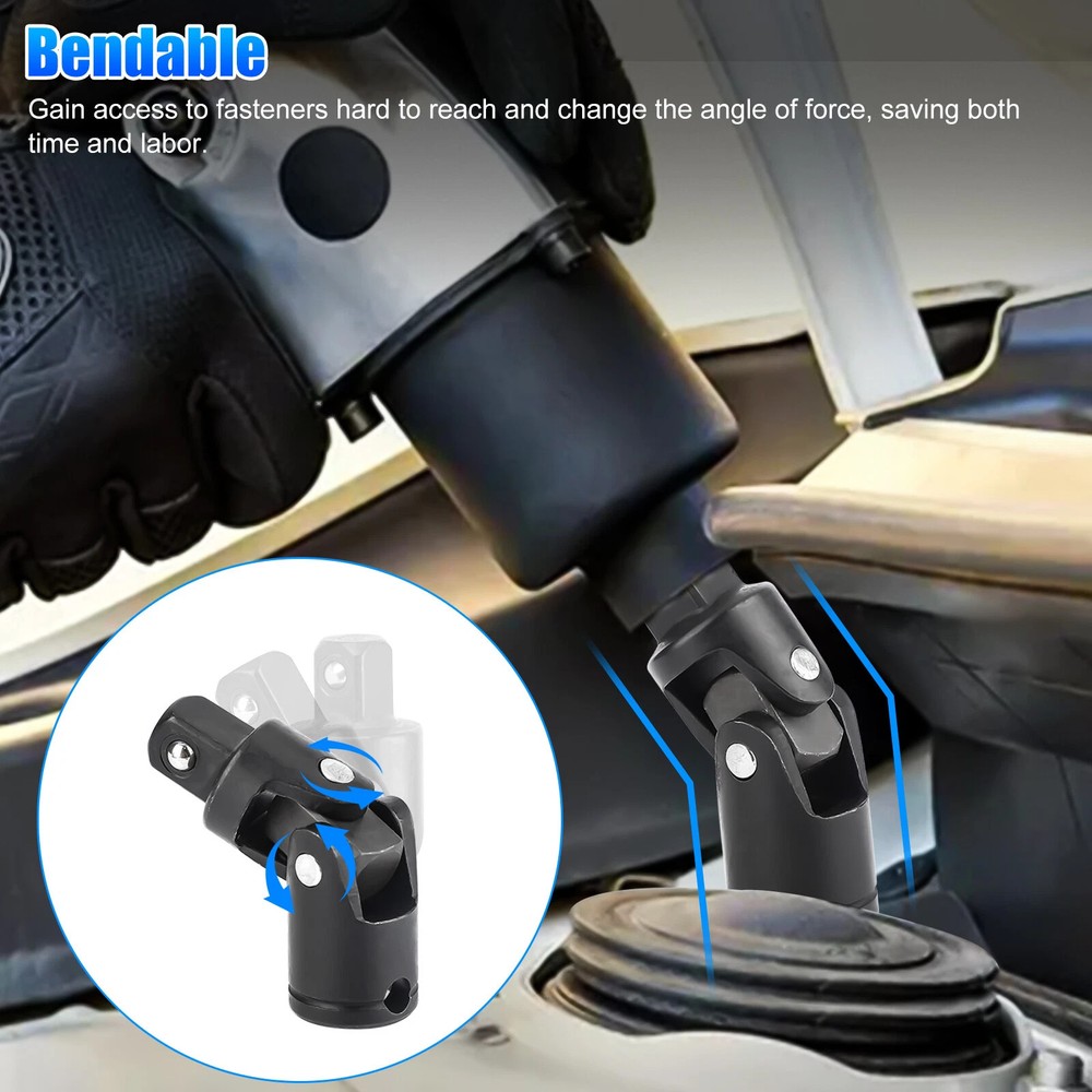 3x 1/4" 3/8" 1/2" Drive Swivel Impact Universal Joint Socket Adapter Tool Set