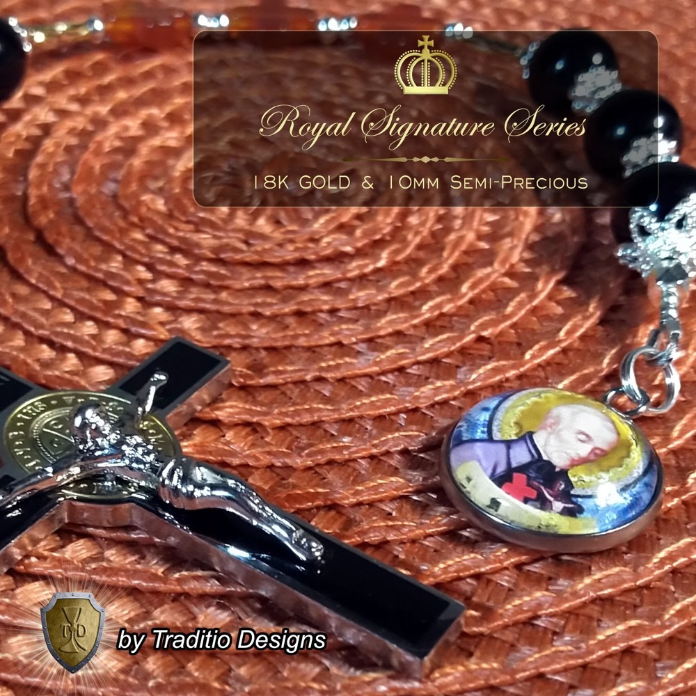 St Camillus de Lellis Royal Limited Edition Relic Chaplet with 18K Gold plating