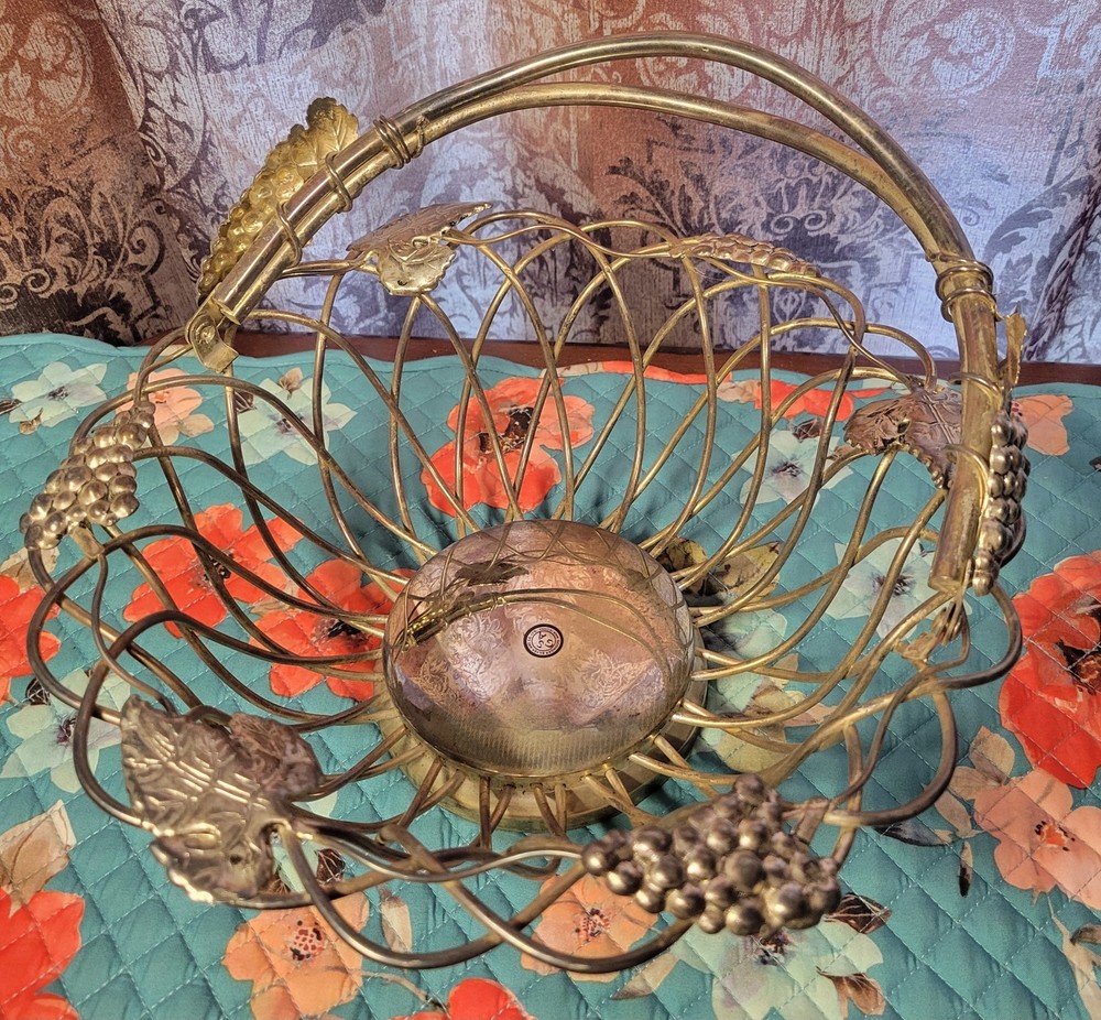 Godinger Silver Art Co Ltd Grape Leaf Swing Handle Silver Plate Basket