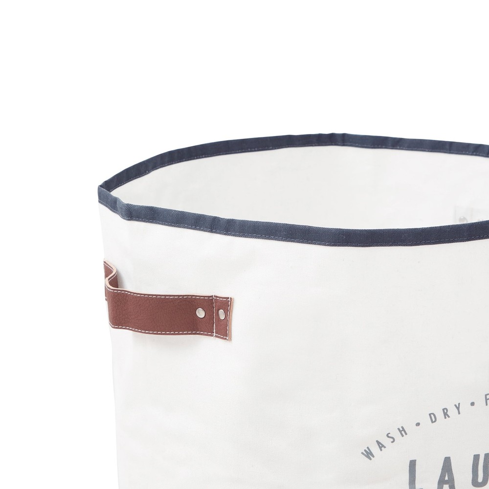 Better Homes & Gardens Ivory/Grey Canvas Laundry Hamper, 16" x 25"