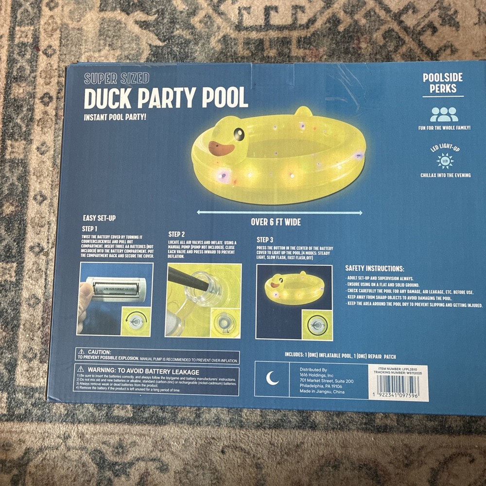 Jumbo 6ft Inflatable Supersized Duck Pool Party Float with LED Lights