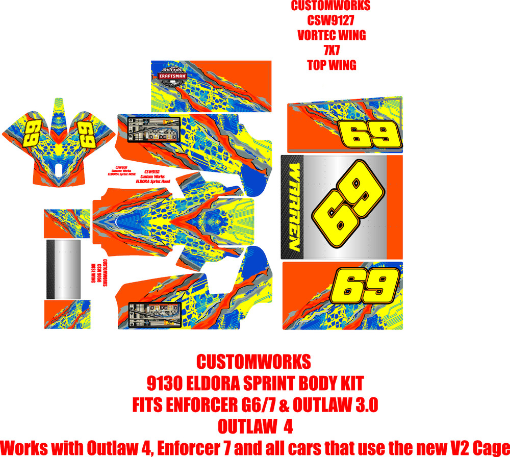 CUSTOMWORKS ELDORA  SPRINT CAR 9130  COMBS THEME WRAP KIT 1x10 scale