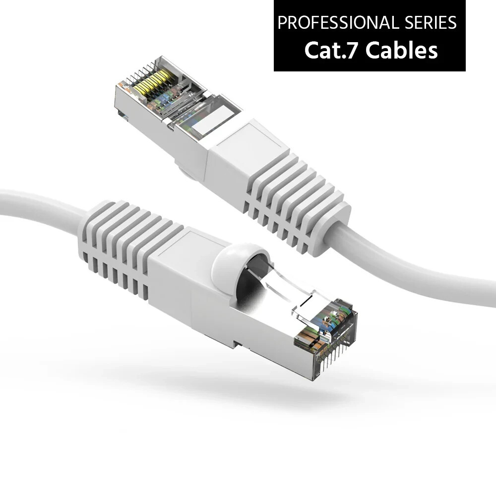 3Ft CAT7 Shielded (SSTP) 600MHz Ethernet Network Booted Cable White