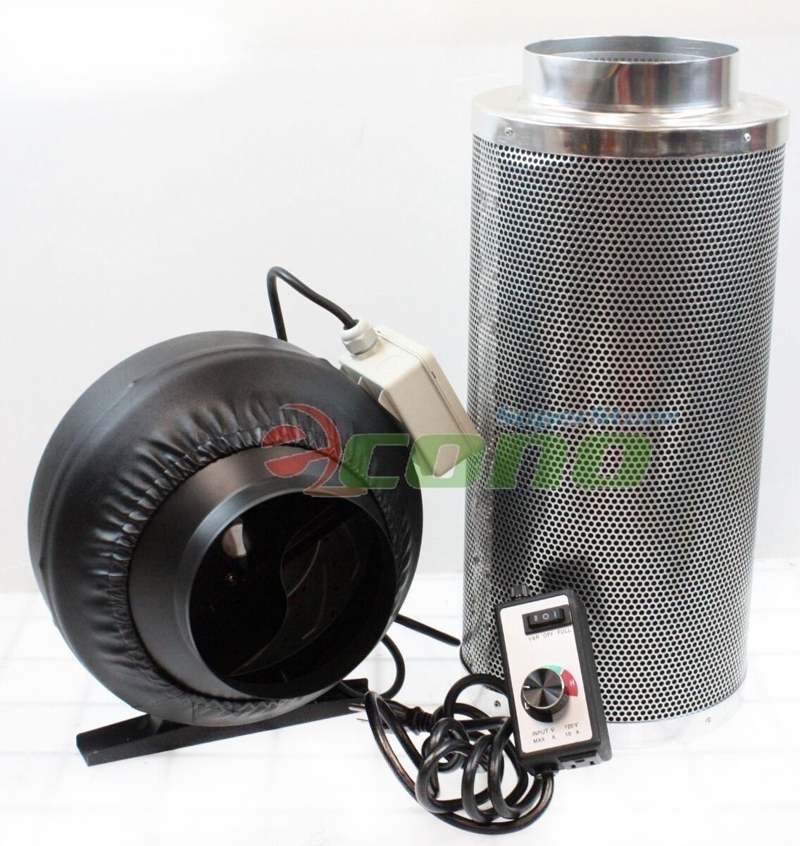 6" Carbon Filter Inline Fan Air Blower Speed Controller Hydroponic Odor Scrubber