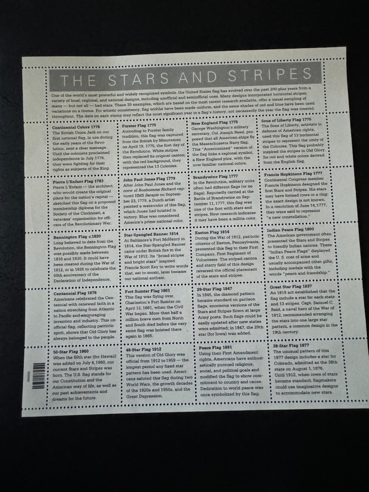 Scott #3403 Stars & Stripes Pane of 20 33¢ Stamps (2000)