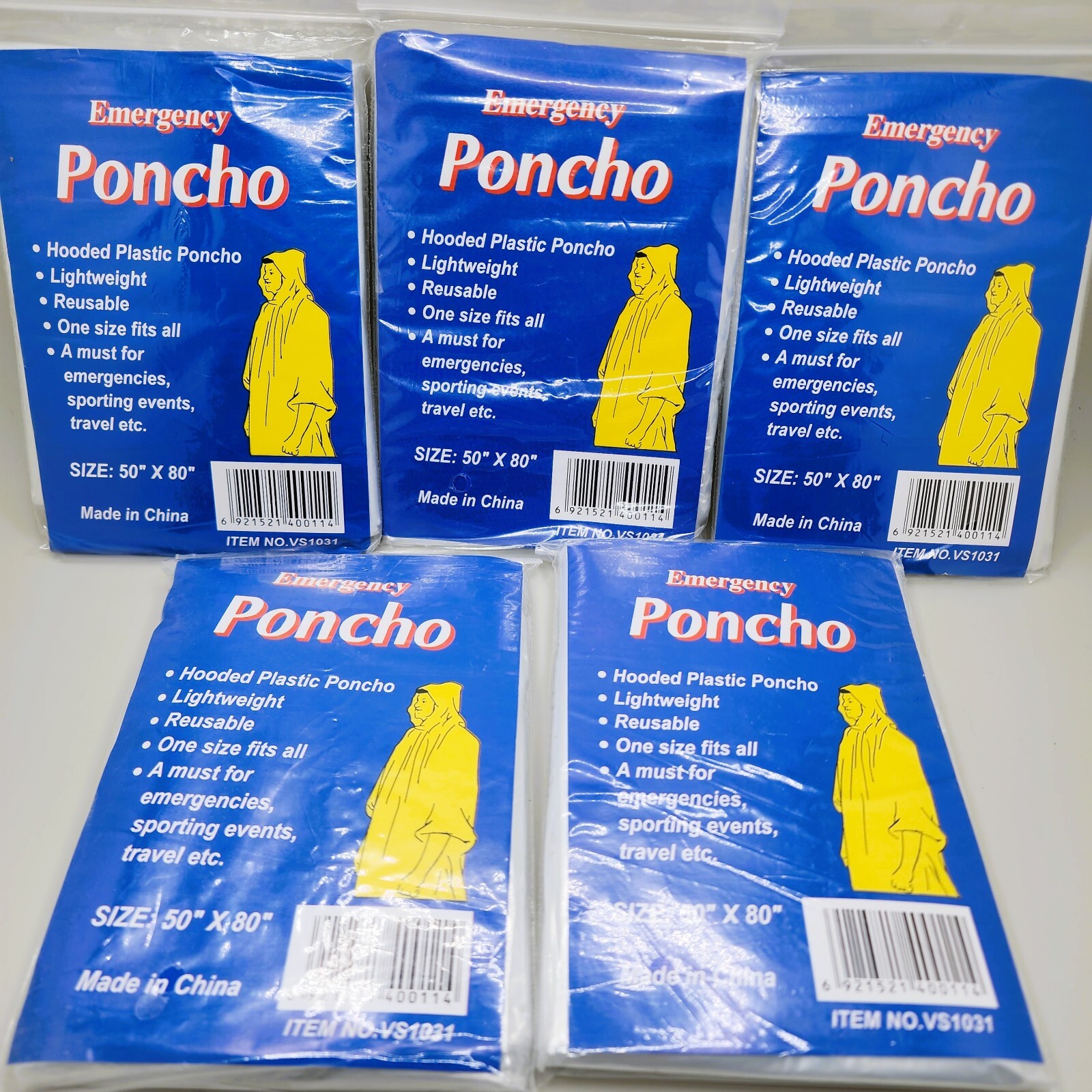 10 x Waterproof Rain Poncho Adult Emergency Camping Hiking Festival Clear