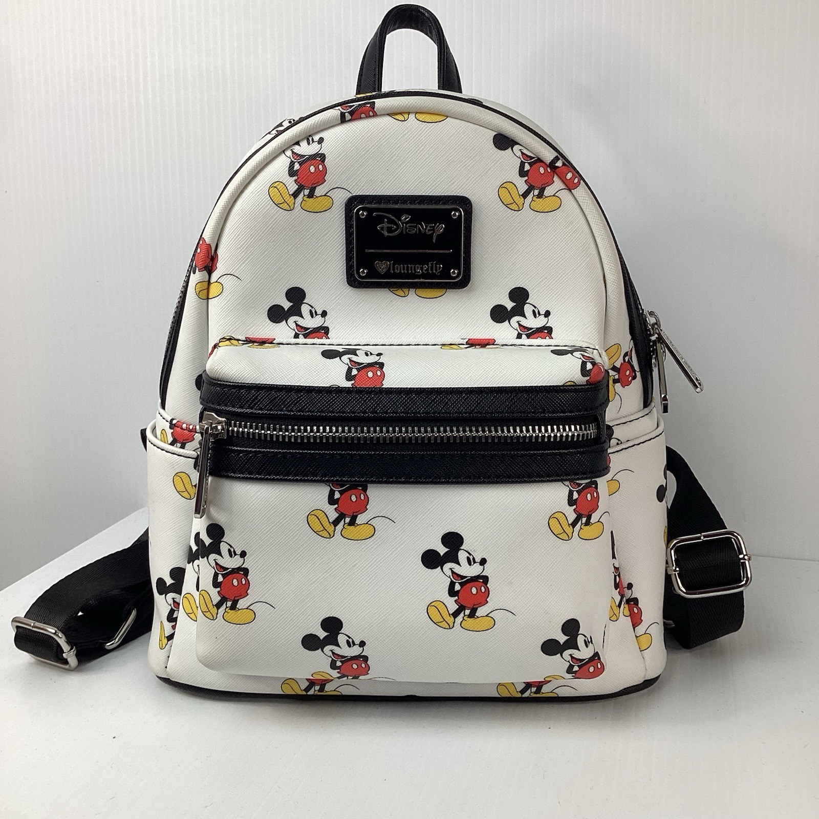 Loungefly Disney Parks Mini Backpack Bag Mickey Mouse All Over Print White Black