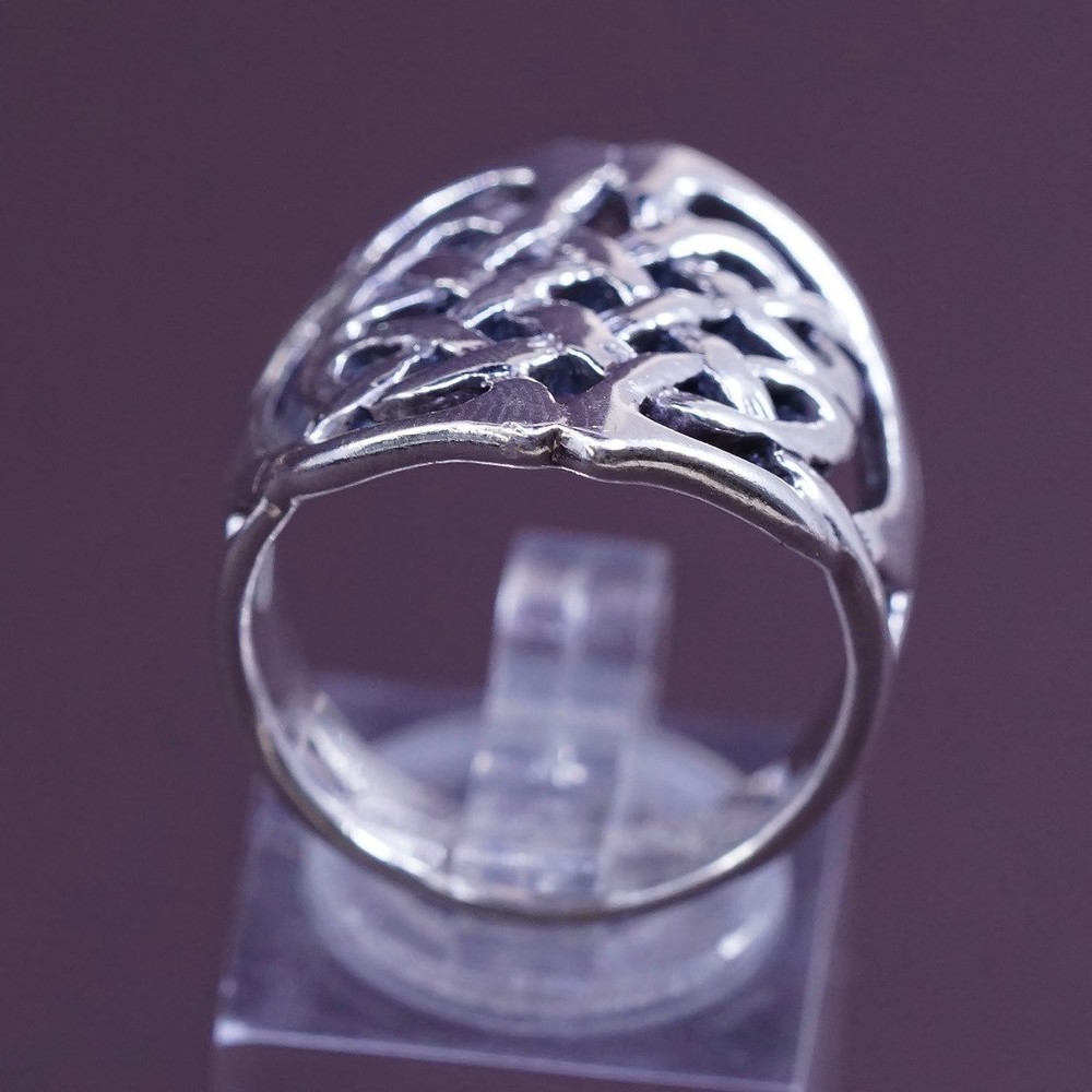 Size 8, VTG Sterling silver handmade wired ring, solid 925 silver Irish band