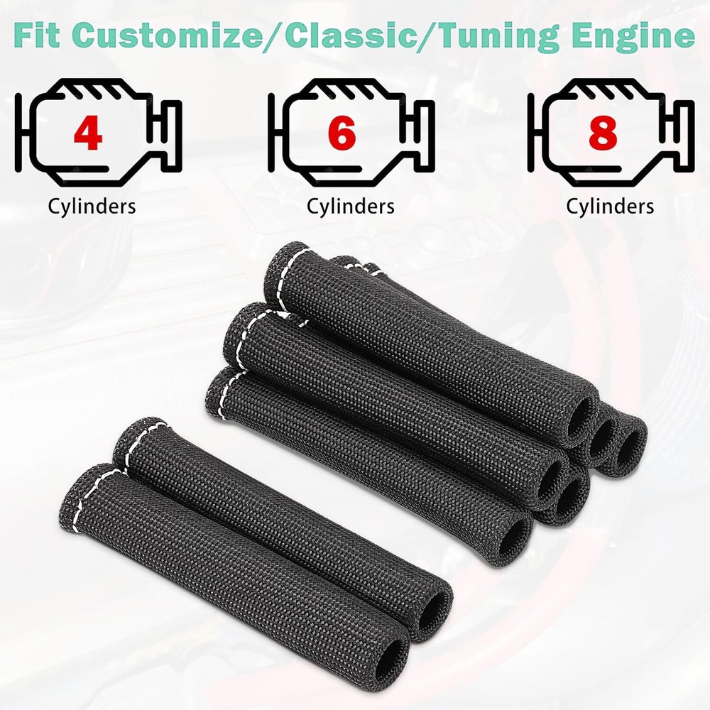 Spark Plug Heat Shield Protector Engine Spark Plug Wire Separator Black 20Pcs