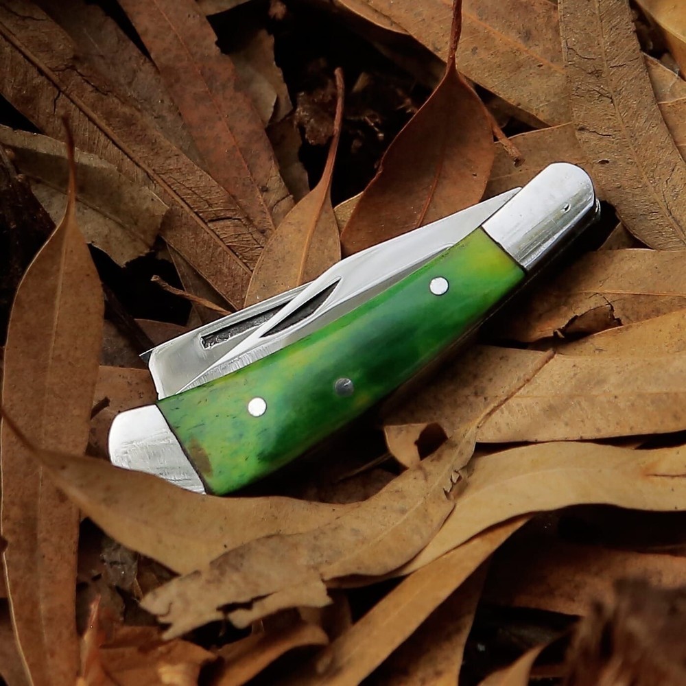 Two Blade Folding / Pocket Knife with ( Camel Bone Handle )