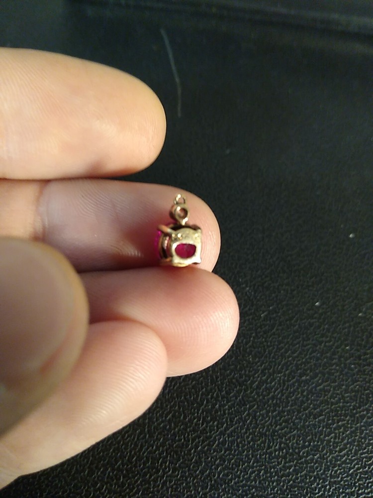 0.8 Grams Ruby Sterling Silver 925 Charm Pendant