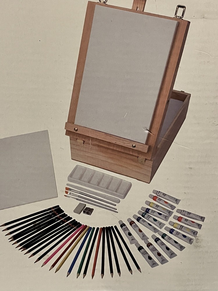 Master Touch Art Set 50pc Multimedia W/ Easel Box Gift Never Used Art Set Draw