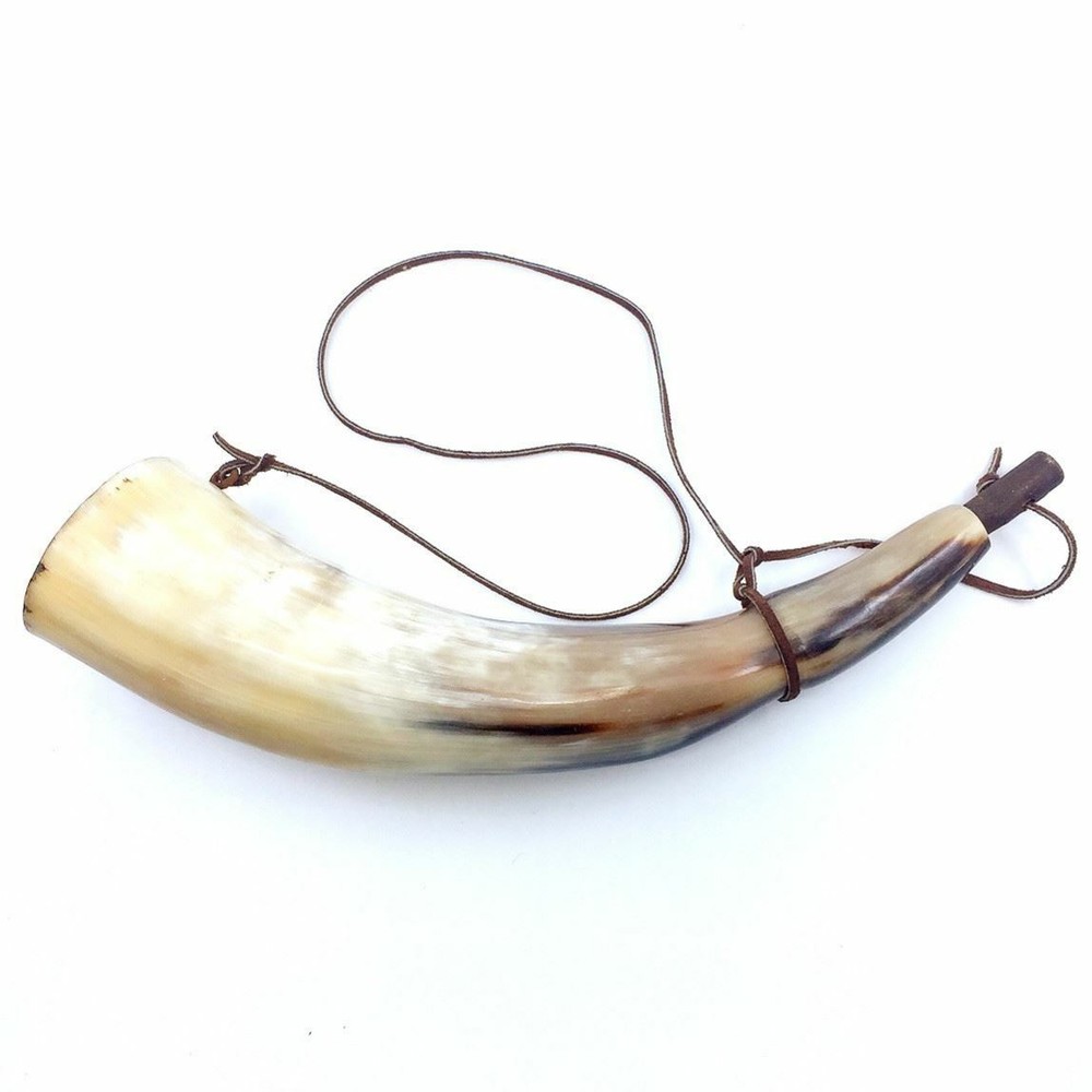 Vintage Steer Rustic Powder Horn  11.75"   #2