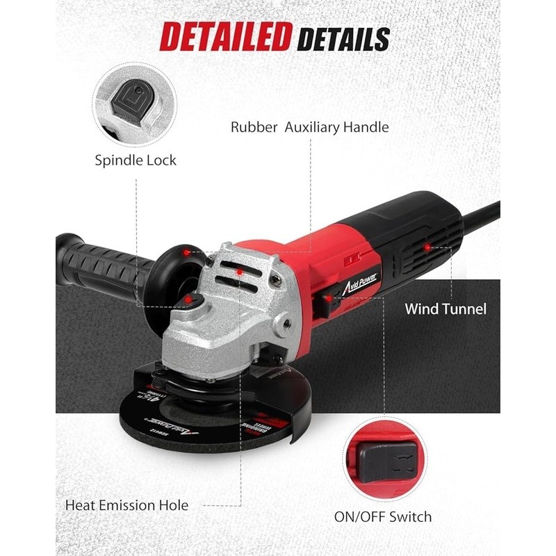 7.5 Amp Electric Angle Grinder Tool Cutting Grinding Polishing Adjustable Guard