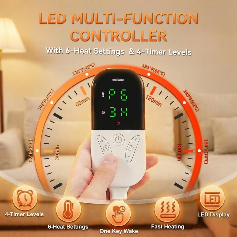 Extra Large Heating Pad Back Pain Relief Auto Shut Off Timer Comfortable Heat US