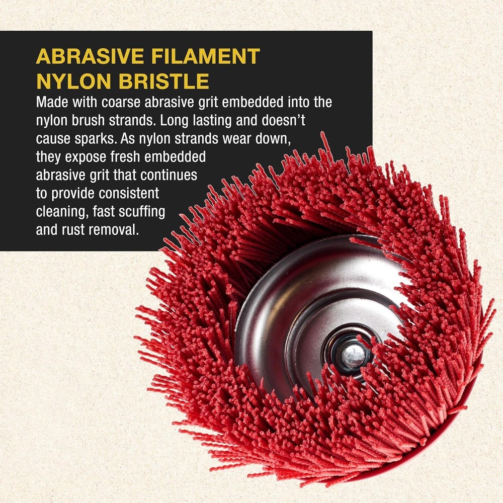 6" Abrasive Nylon Cup Brush with 5/8" 11 Thread for Efficient Material Removal