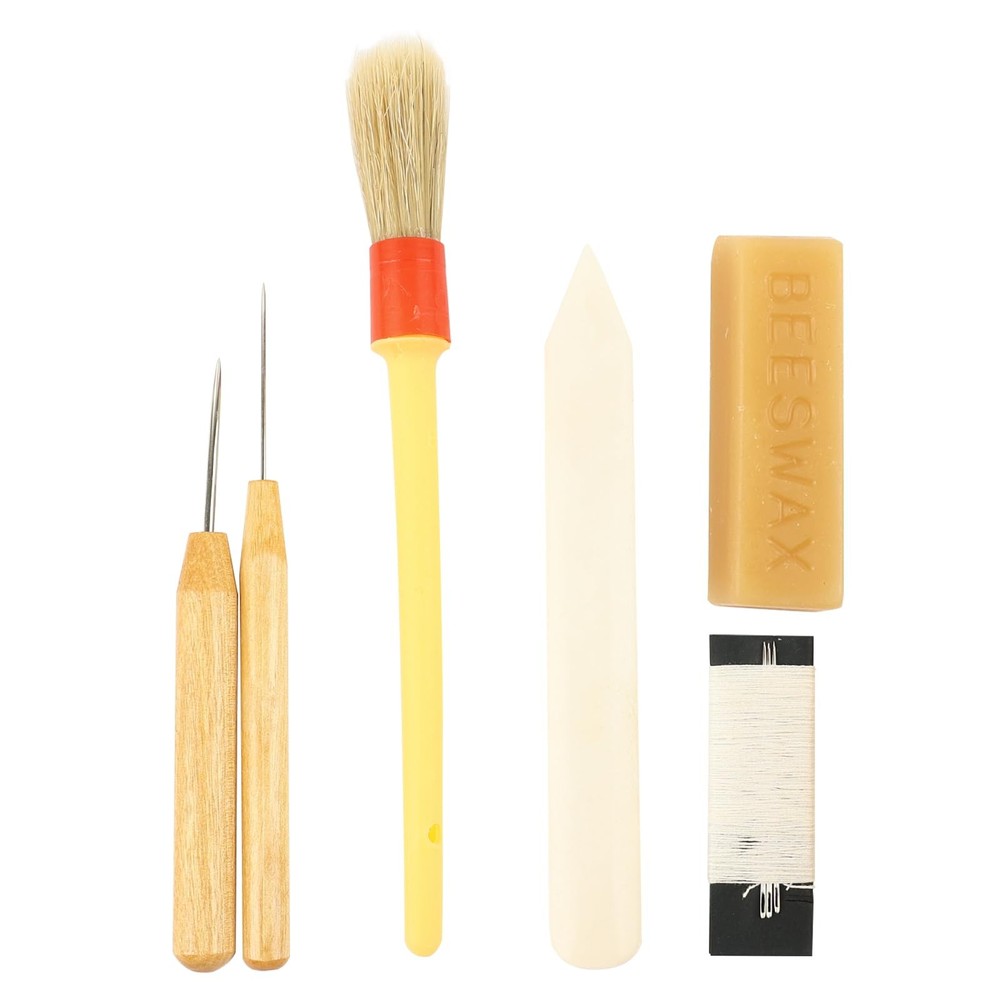 Bookbinding Tool Kit Awls Bone Folder Bristle Brush Needles Linen Thread Beeswax