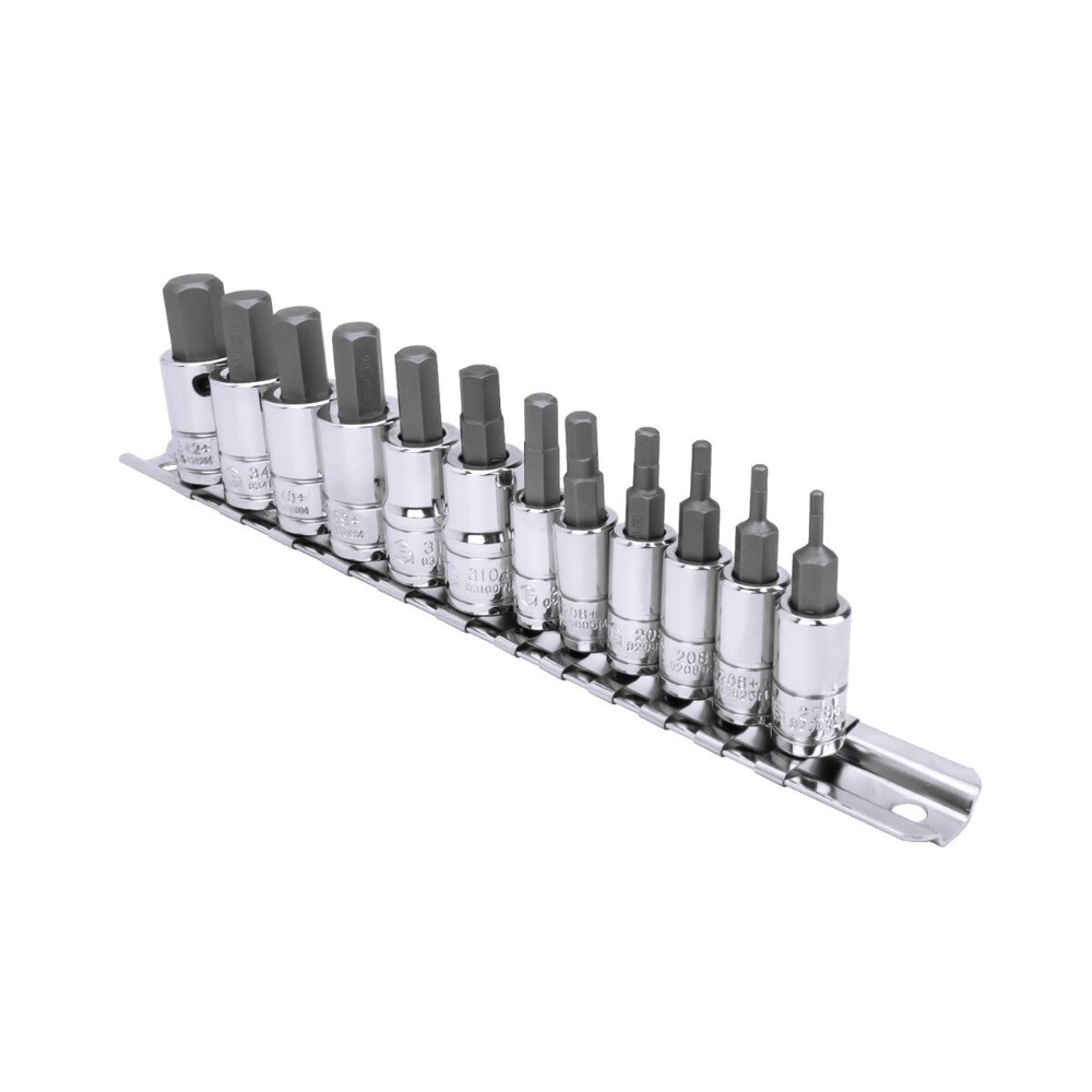 Genius Tools 12 Piece 1/4" & 3/8" Dr. Metric Hex Bit Socket Set - BS-2312H