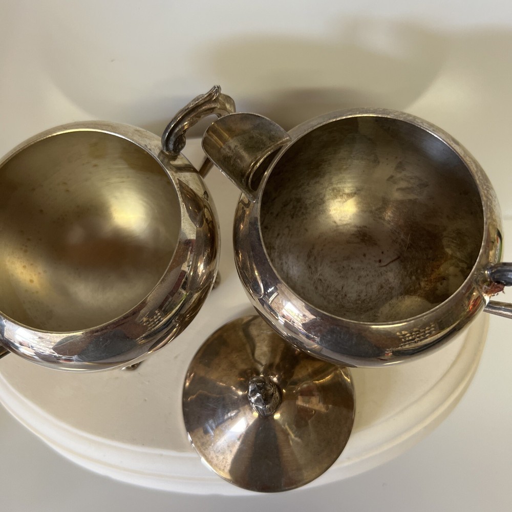 FB Rogers Silver Coffee Cream & Sugar Bowl