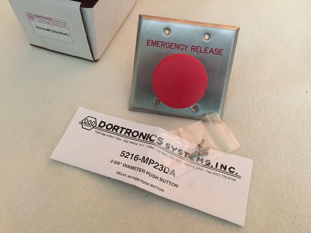 NEW Dortronics D5216-MP23DA/R Red Push Button Emergency Release 5216 Double Gang