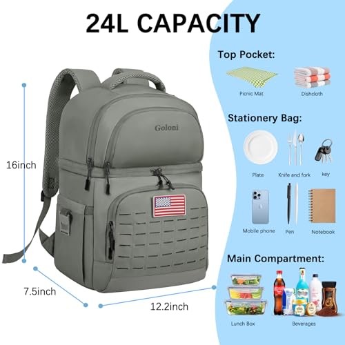 Insulated Cooler Backpack, 40L Large Leakproof & Lightweight Soft Olive