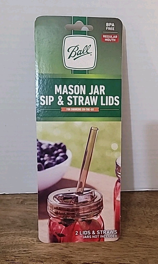 Ball Mason Jar Sip And Straw Lids Set Of 2 BPA Free Brand New Regular Lid