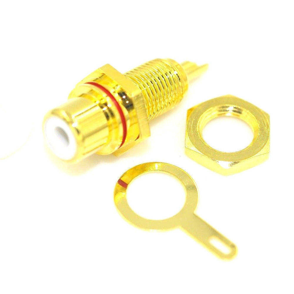 10 RCA Female Chassis Panel Mount Jack Socket Bulkhead Connector 24K Gold Plated