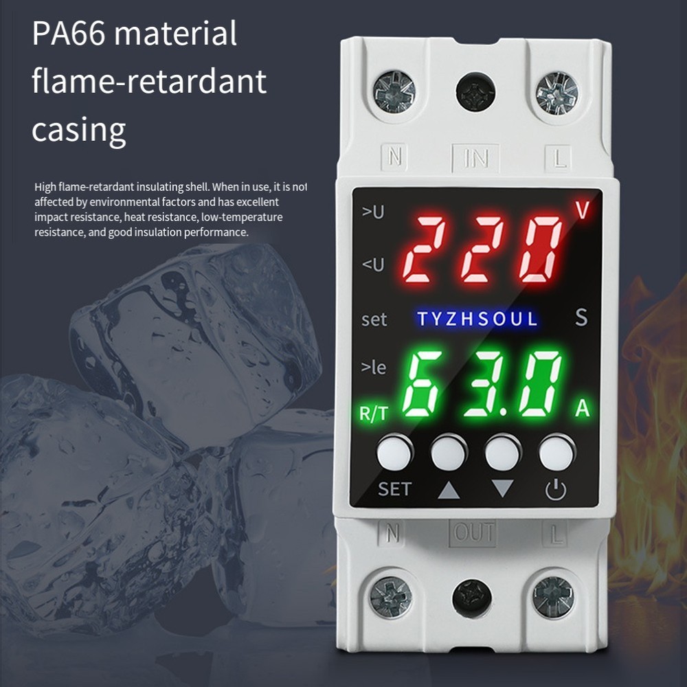 Dual LCD Voltage Protector with Smart Over Under Current Electrical Protection