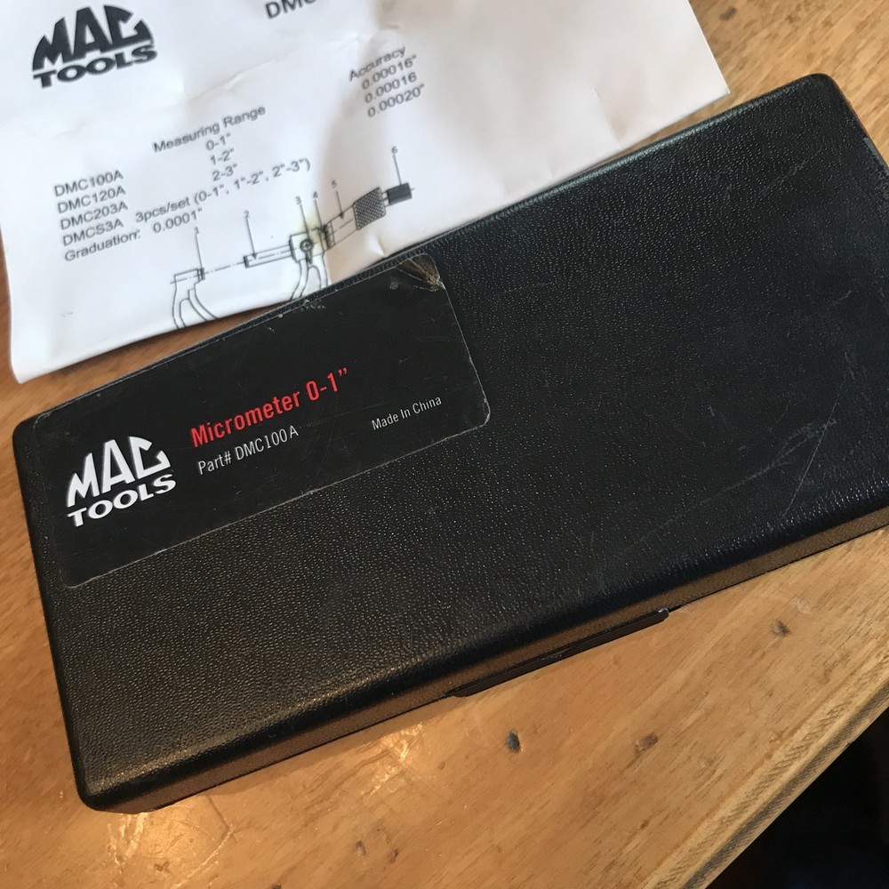 Mac Tools DMC100A Micrometer 0-1" in case with manual
