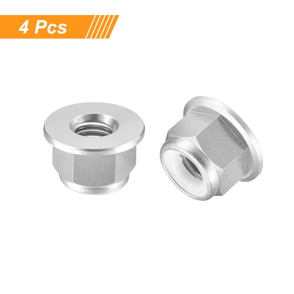 Nylon Insert Hex Lock Nuts, 4pcs - M8x1.25mm Self-Locking Nut(Silver)