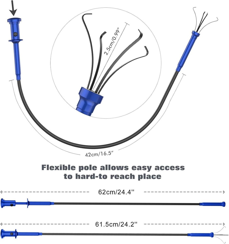Versatile Magnetic Pickup Tool - LED-Enhanced Flexible Grabber for Tight Spots