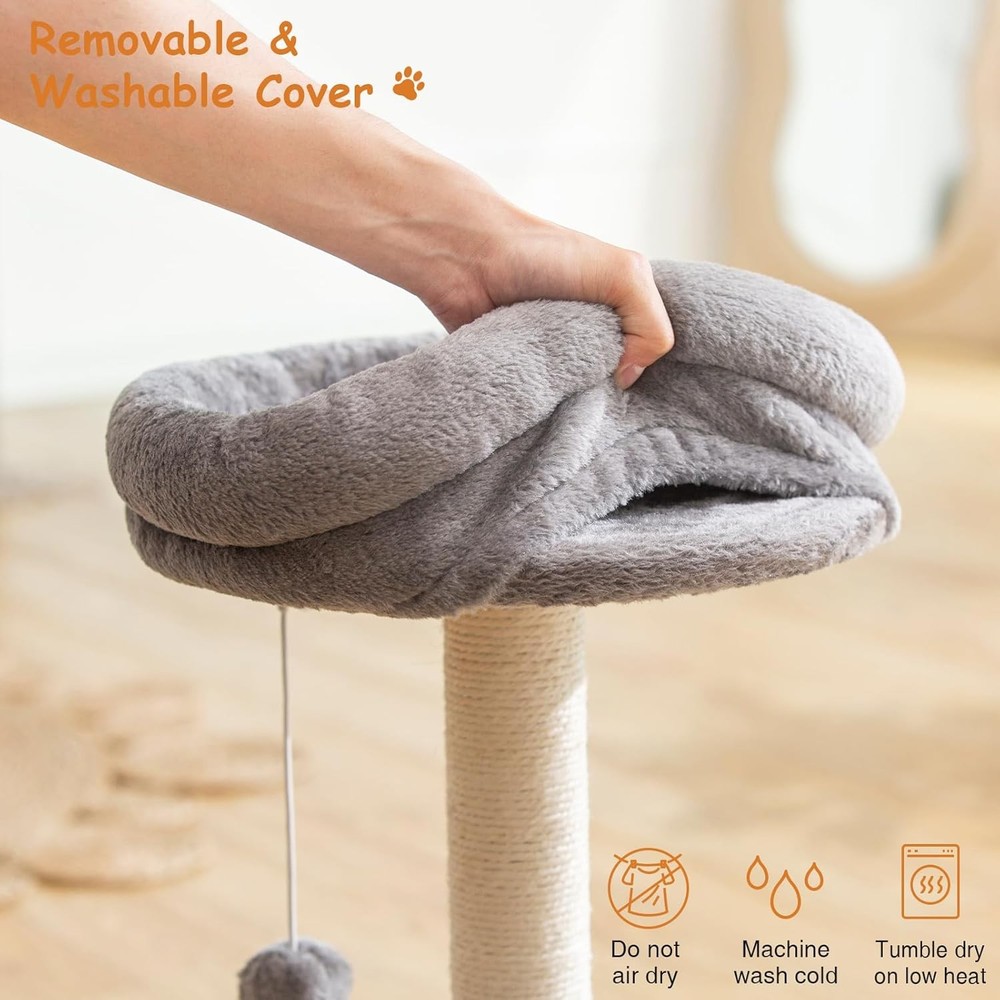 Small Cat Tree Tower with Scratching Post, Modern Kitten Tower for Indoor Cats,