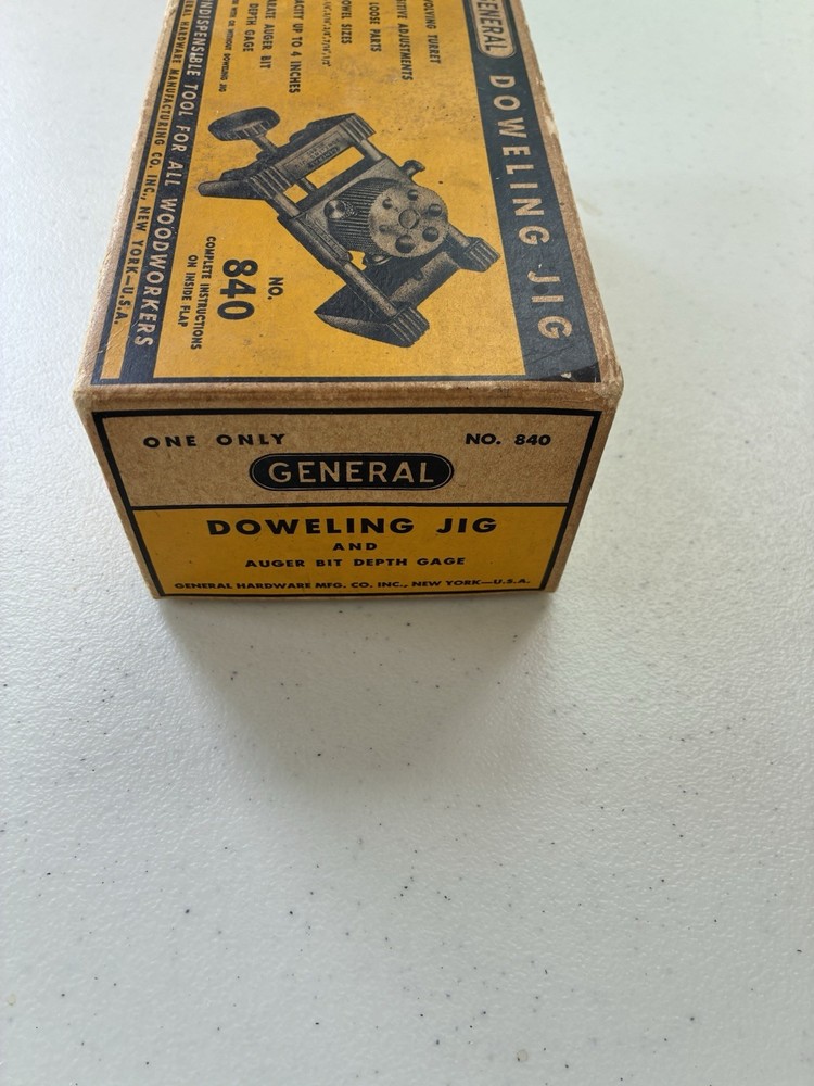 GENERAL DOWELING JIG NUMBER 840 WITH INSTRUCTION SHEET AND ORIGINAL PACKAGING