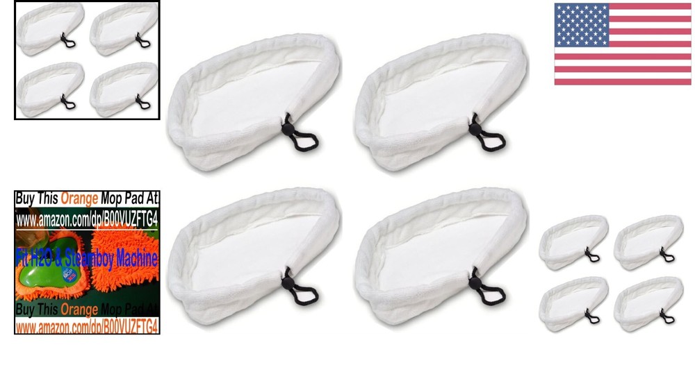 Exact Specifications Microfiber Pads - 4 Replacement Pads for H2O Steamboy Mop