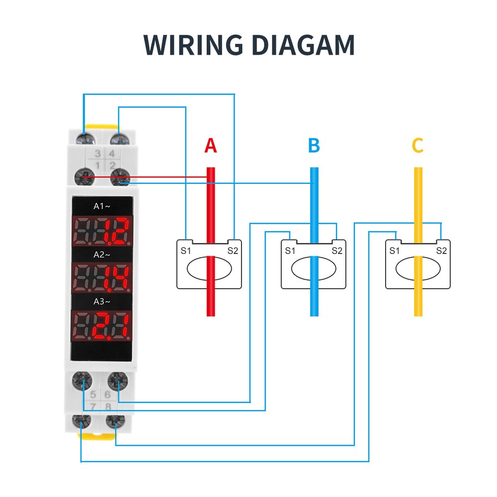 GEYA Current Meter Single Three Phase Modular AC0A-100A LED Display 80V-500V