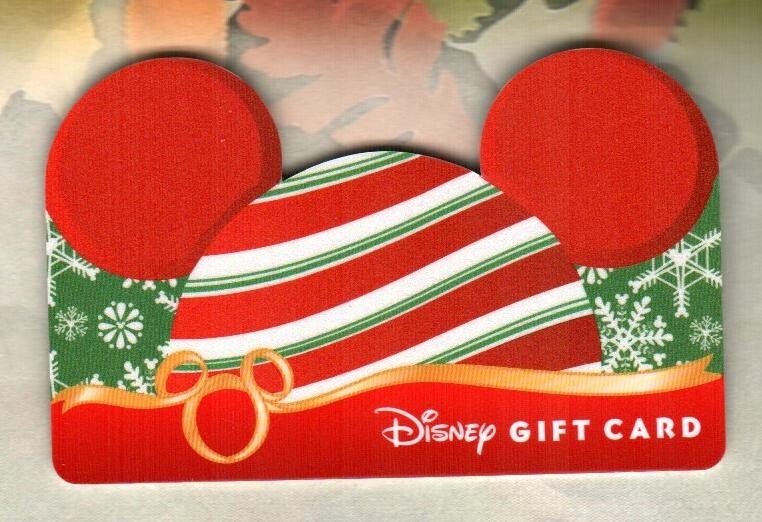 DISNEY Candy Cane Stripped Mickey Mouse Hat ( 2011 ) Die-Cut Gift Card ( $0 )