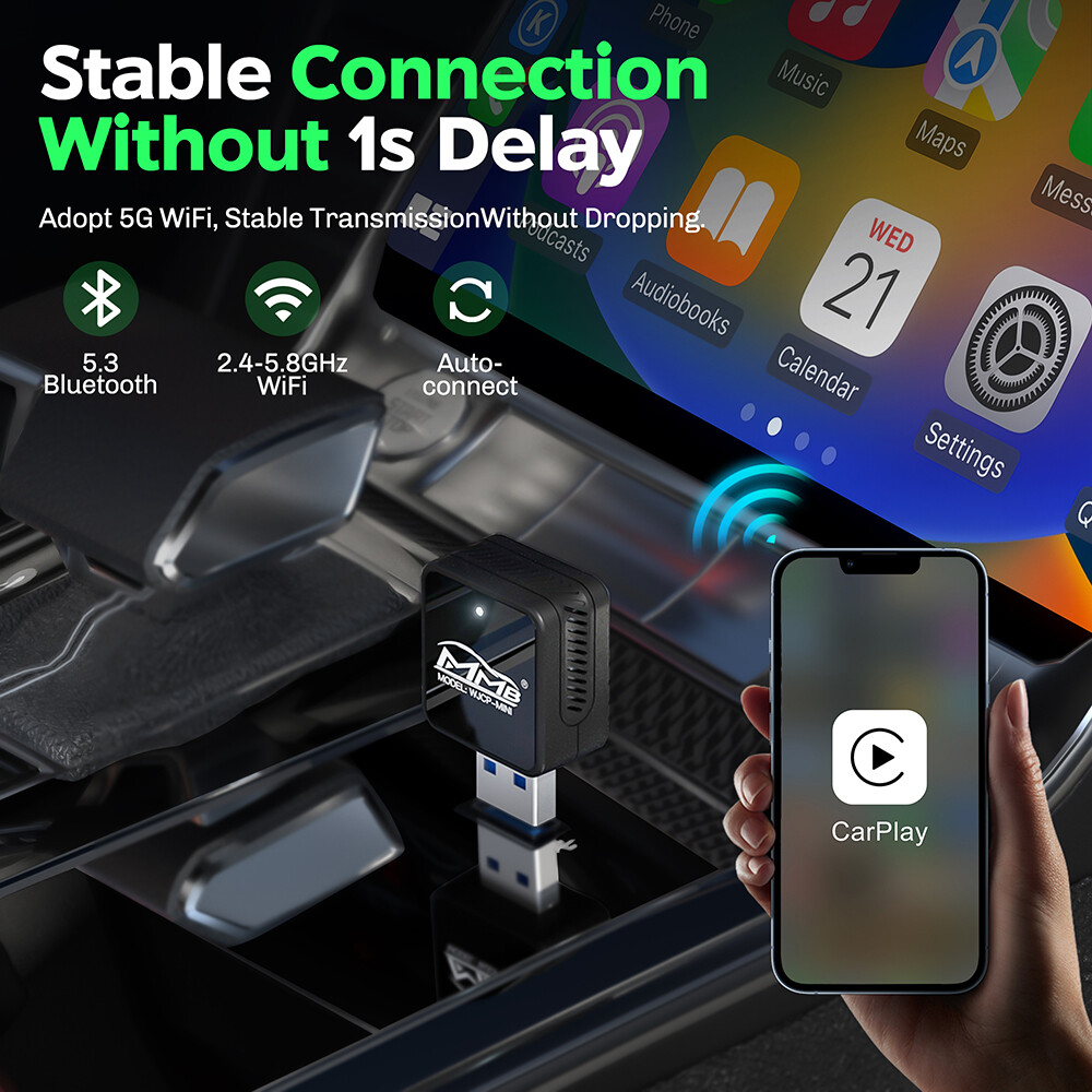 Wireless CarPlay Adapter for Apple iPhone, Convert Wired to Wireless CarPlay
