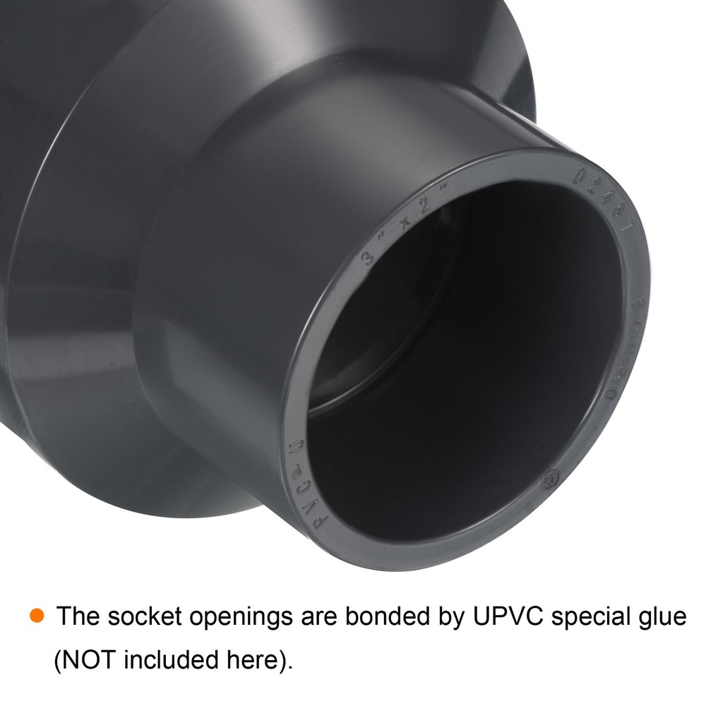 3"x2" SCH80 UPVC Reducer Pipe Fitting Straight Coupling Connector Grey