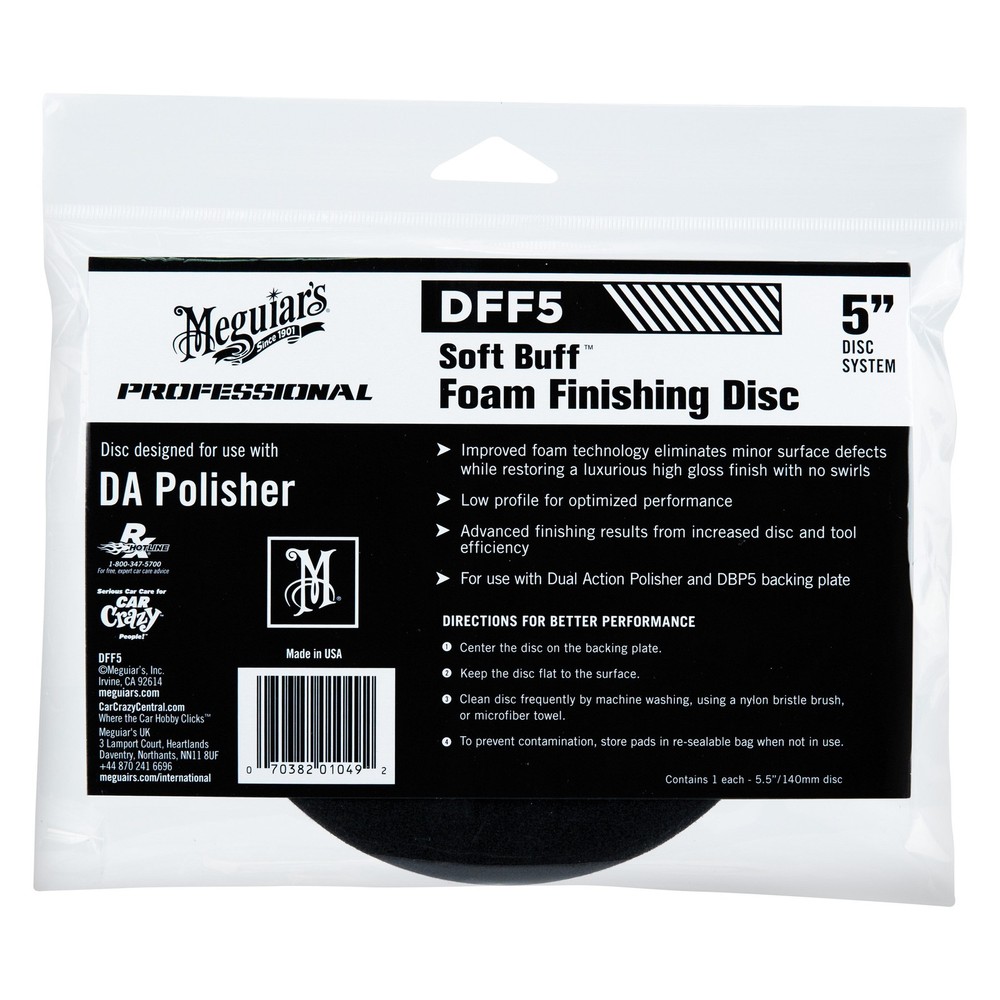 Meguiars Soft Buff 5" Foam Dual Action Hook-and-Loop Finishing Pad
