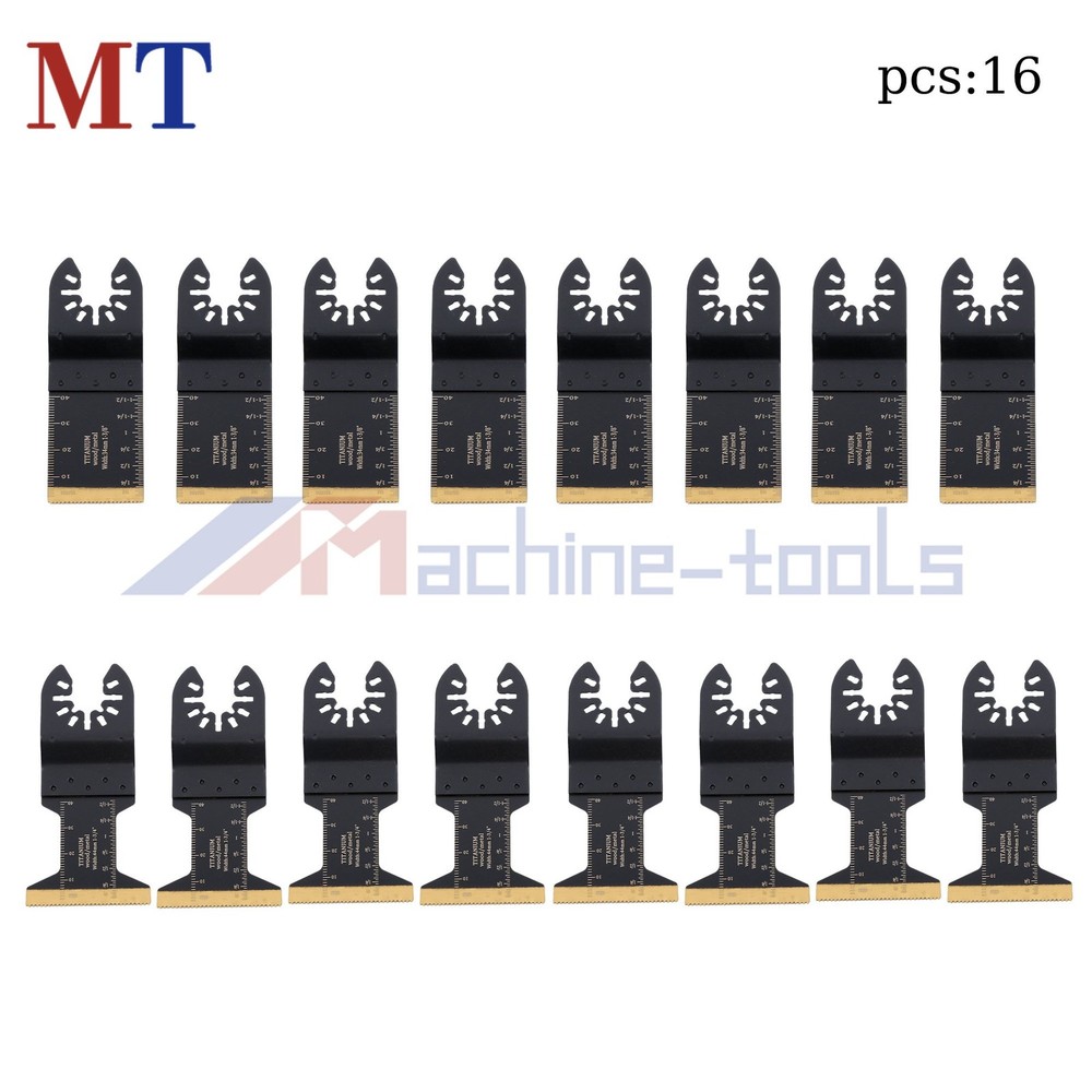 16 Pack Titanium Oscillating Saw Blades Kit Multi Tool Cutting Blades