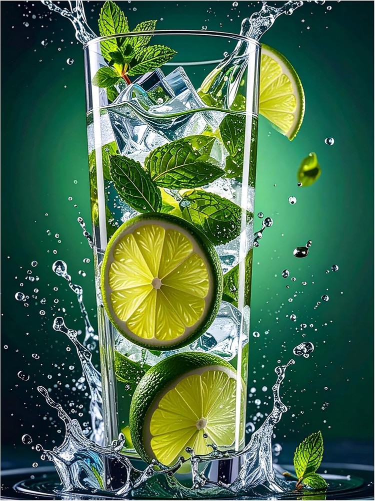 Tile Mural Refreshing Lime Mint Cocktail Kitchen Wall Backsplash Marble Ceramic