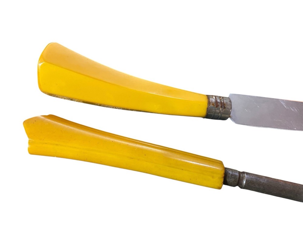 Butterscotch Bakelite Carving Knife & Sharpener Set Vintage