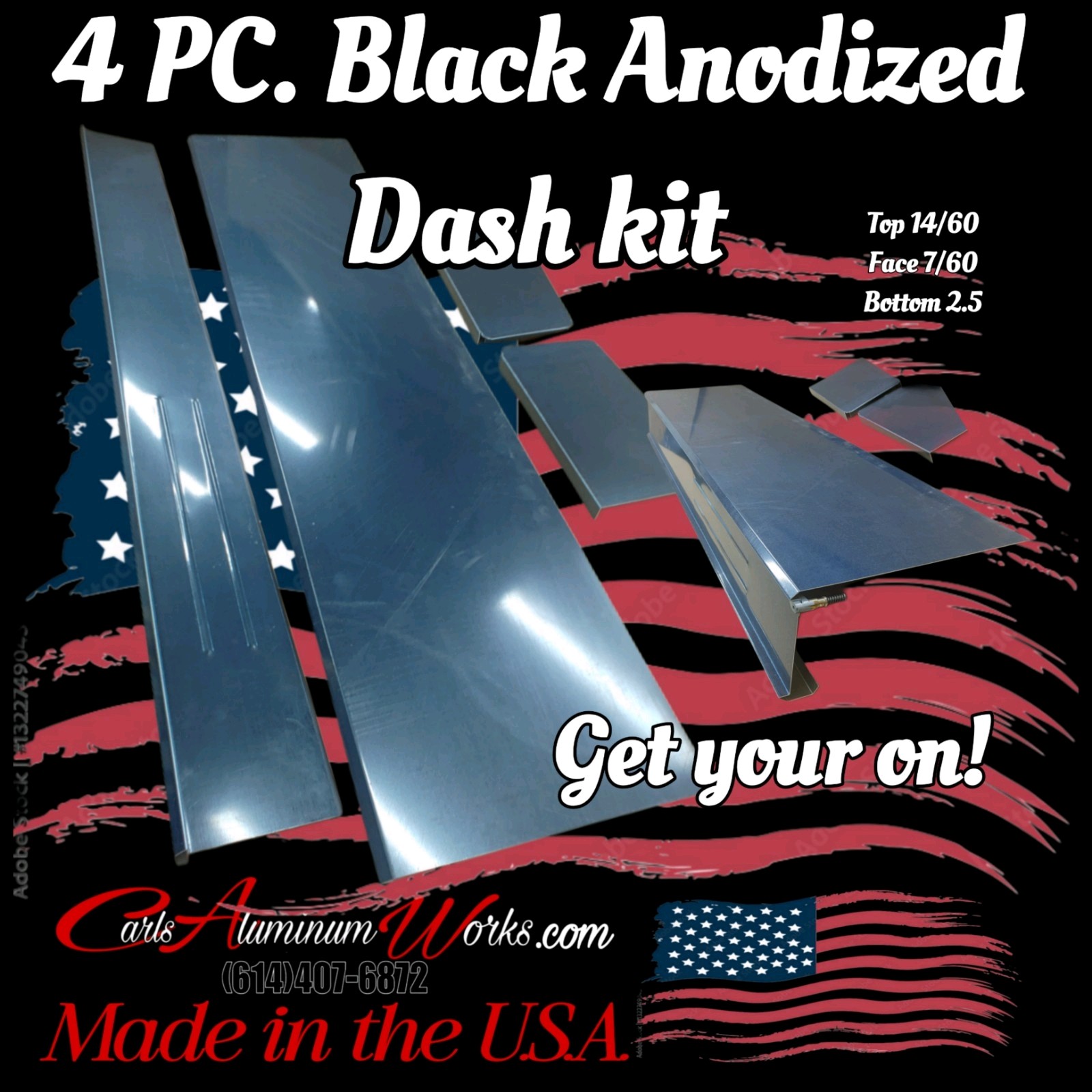 Aluminum Dash  (Racing or Pro Street)  Black Anodized