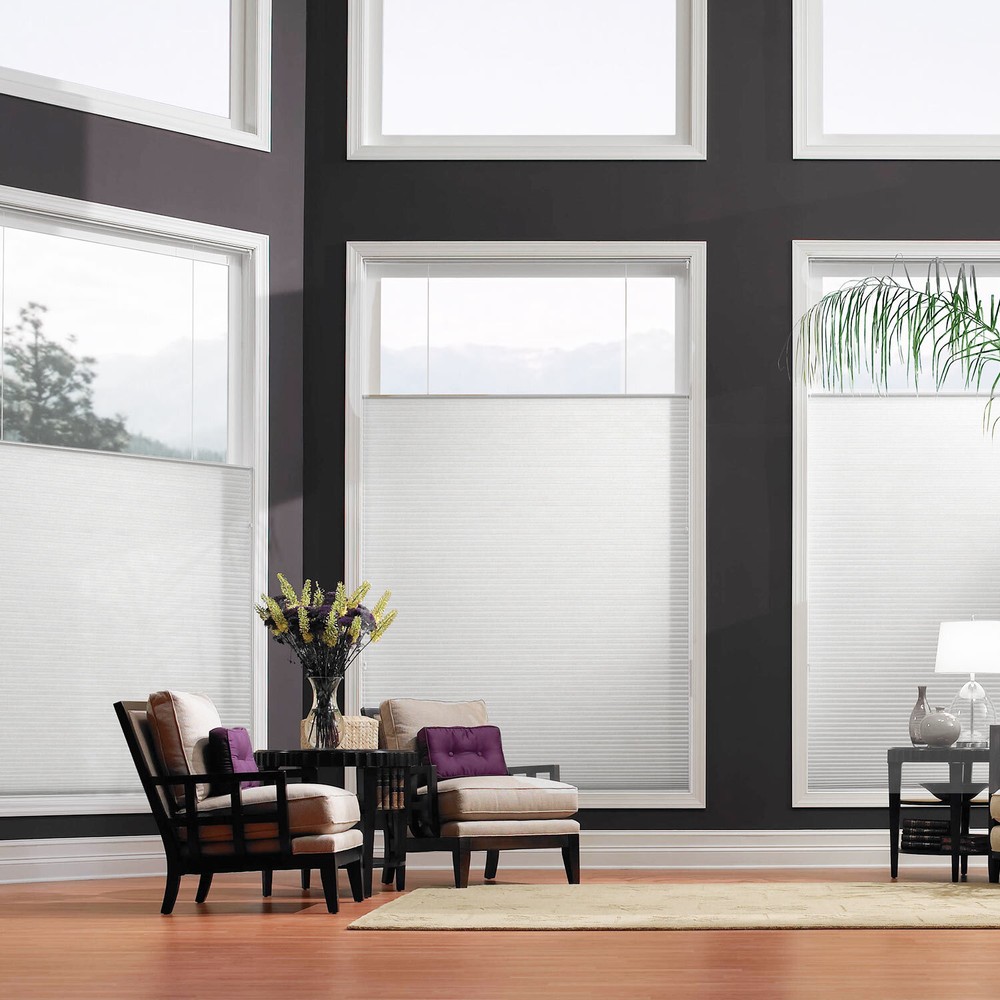 Biltek Cordless Honeycomb Cellular Pleated Top-Down Window Blinds 50"W, White