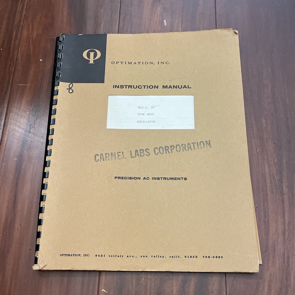 Optimation Model RCD-2, 2R Sine Wave Oscillator Instruction Manual