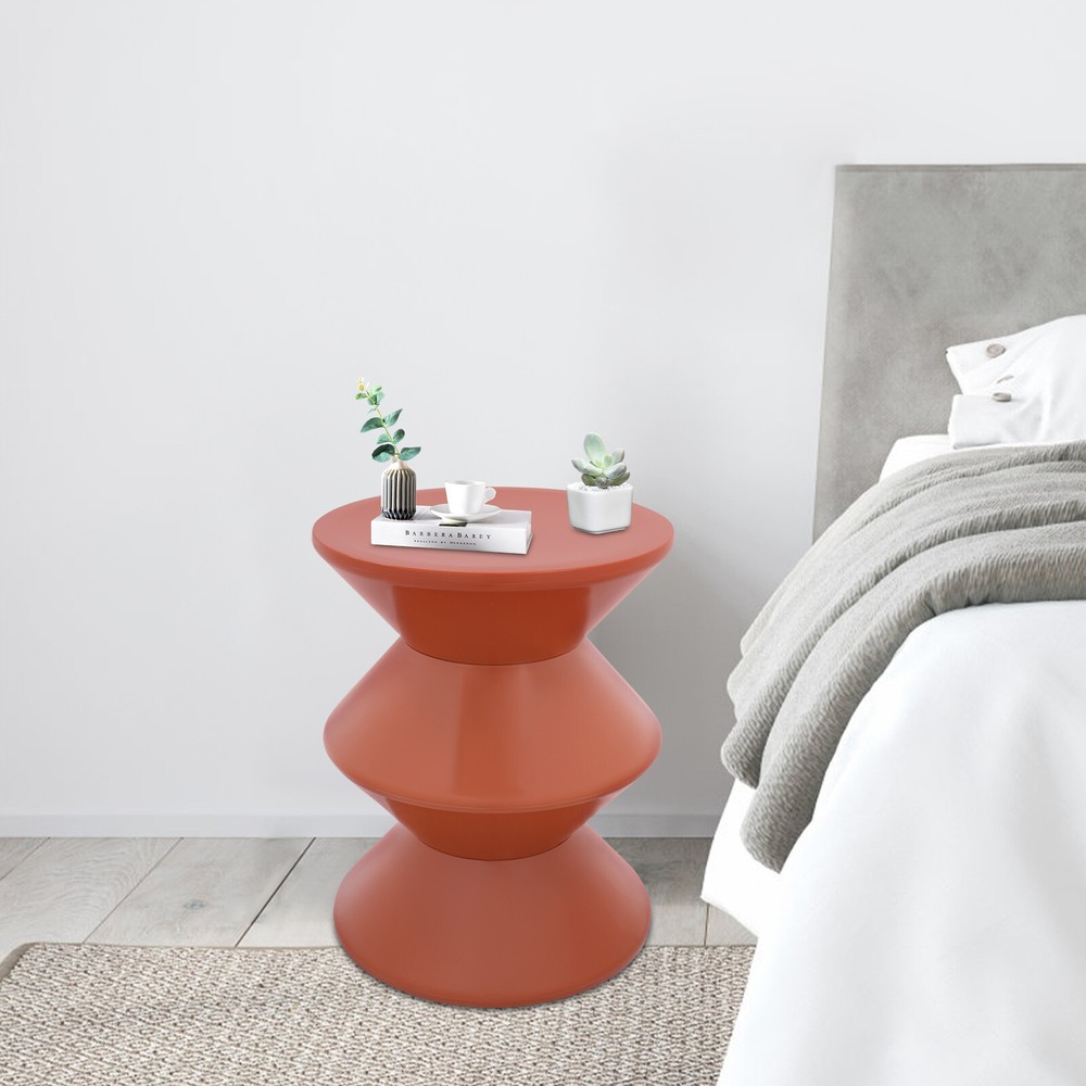 Orange Round Side Table Indoor PET End Table 36*45cm Floor-Standing Side Table